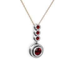 Belinda Kolye - Garnet 14 ayar beyaz altın kolye (40 cm rose altın rolo zincir) #spfk91