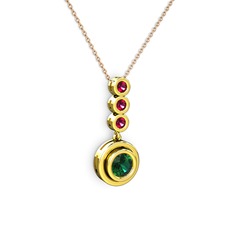 Belinda Kolye - Yeşil kuvars ve rodolit garnet 925 ayar altın kaplama gümüş kolye (40 cm rose altın rolo zincir) #t71m7z