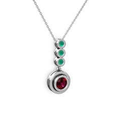Belinda Kolye - Rodolit garnet ve kök zümrüt 14 ayar beyaz altın kolye (40 cm gümüş rolo zincir) #tqq5qb