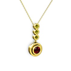 Belinda Kolye - Garnet ve peridot 18 ayar altın kolye (40 cm altın rolo zincir) #tso67i