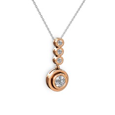 Swarovski ve elmas 8 ayar rose altın kolye (0.33 karat, 40 cm beyaz altın rolo zincir)
