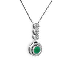 Belinda Kolye - Kök zümrüt ve swarovski 925 ayar gümüş kolye (40 cm gümüş rolo zincir) #u7lwet