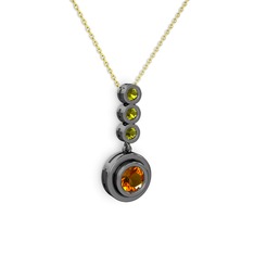 Belinda Kolye - Sitrin ve peridot 925 ayar siyah rodyum kaplama gümüş kolye (40 cm altın rolo zincir) #ubbm8n