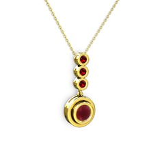 Belinda Kolye - Kök yakut ve garnet 14 ayar altın kolye (40 cm altın rolo zincir) #v439zw