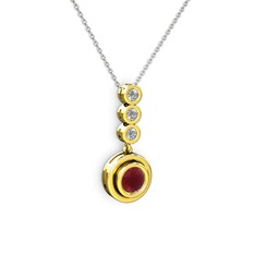 Belinda Kolye - Kök yakut ve elmas 8 ayar altın kolye (0.33 karat, 40 cm beyaz altın rolo zincir) #v5zg7l