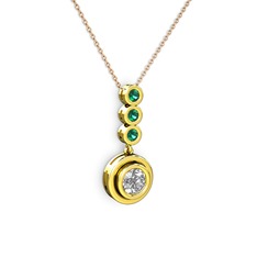 Belinda Kolye - Elmas ve yeşil kuvars 925 ayar altın kaplama gümüş kolye (0.68 karat, 40 cm rose altın rolo zincir) #v7mnyz