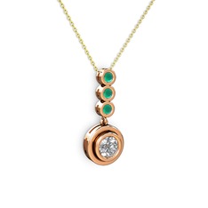 Belinda Kolye - Swarovski ve kök zümrüt 18 ayar rose altın kolye (40 cm altın rolo zincir) #veyw1b