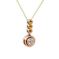 Belinda Kolye - Swarovski ve sitrin 925 ayar rose altın kaplama gümüş kolye (40 cm altın rolo zincir) #vsy7i4