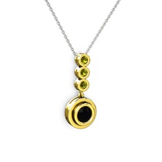 Belinda Kolye - Siyah zirkon ve peridot 14 ayar altın kolye (40 cm gümüş rolo zincir) #vx3r55
