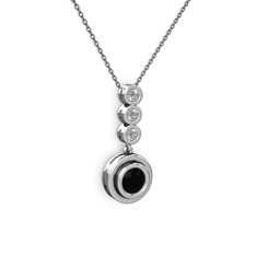 Belinda Kolye - Siyah zirkon ve beyaz zirkon 14 ayar beyaz altın kolye (40 cm gümüş rolo zincir) #w4xaox