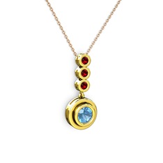 Belinda Kolye - Akuamarin ve garnet 8 ayar altın kolye (40 cm rose altın rolo zincir) #wej1j1