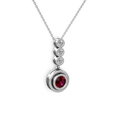 Belinda Kolye - Rodolit garnet ve elmas 18 ayar beyaz altın kolye (0.33 karat, 40 cm beyaz altın rolo zincir) #wmiw9e