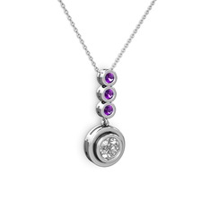 Belinda Kolye - Elmas ve ametist 18 ayar beyaz altın kolye (0.68 karat, 40 cm beyaz altın rolo zincir) #wpylec