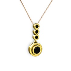 Belinda Kolye - Siyah zirkon 14 ayar altın kolye (40 cm rose altın rolo zincir) #wzxovg