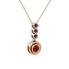 Belinda Kolye - Kök yakut ve lab safir 14 ayar rose altın kolye (40 cm rose altın rolo zincir) #x3ut8b