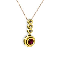 Belinda Kolye - Rodolit garnet ve dumanlı kuvars 14 ayar altın kolye (40 cm rose altın rolo zincir) #xjs9ea