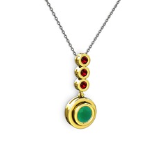 Belinda Kolye - Kök zümrüt ve garnet 14 ayar altın kolye (40 cm gümüş rolo zincir) #xvvxn9