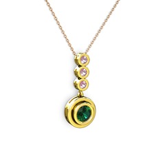 Belinda Kolye - Yeşil kuvars ve pembe kuvars 925 ayar altın kaplama gümüş kolye (40 cm rose altın rolo zincir) #yj3rv4
