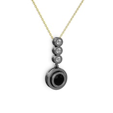 Belinda Kolye - Siyah zirkon ve beyaz zirkon 925 ayar siyah rodyum kaplama gümüş kolye (40 cm gümüş rolo zincir) #yphu39