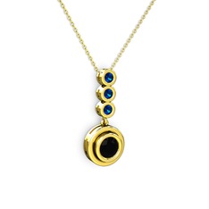 Belinda Kolye - Siyah zirkon ve lab safir 8 ayar altın kolye (40 cm altın rolo zincir) #yvf58v