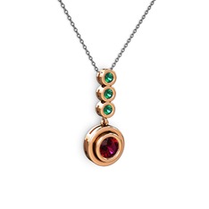 Belinda Kolye - Rodolit garnet ve yeşil kuvars 8 ayar rose altın kolye (40 cm gümüş rolo zincir) #z8zt16