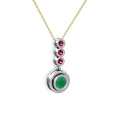 Belinda Kolye - Kök zümrüt ve rodolit garnet 18 ayar beyaz altın kolye (40 cm altın rolo zincir) #zeqw90