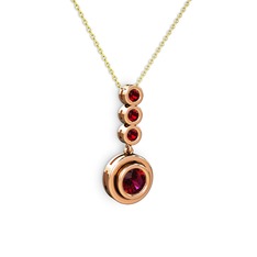 Belinda Kolye - Rodolit garnet ve garnet 8 ayar rose altın kolye (40 cm altın rolo zincir) #zwzojn