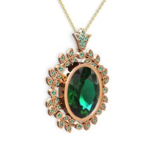Belka Demet Taç Kolye - Yeşil kuvars 925 ayar rose altın kaplama gümüş kolye (40 cm gümüş rolo zincir) #1g0lkj7