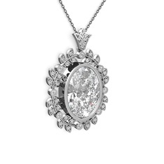 Belka Demet Taç Kolye - Beyaz zirkon 8 ayar beyaz altın kolye (40 cm gümüş rolo zincir) #1wwe1iq