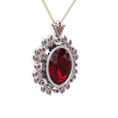 Belka Demet Taç Kolye - Garnet 8 ayar beyaz altın kolye (40 cm altın rolo zincir) #2vnazq