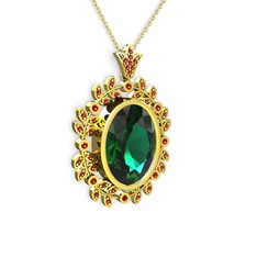 Yeşil kuvars ve garnet 925 ayar altın kaplama gümüş kolye (40 cm altın rolo zincir)
