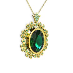 Belka Demet Taç Kolye - Yeşil kuvars 18 ayar altın kolye (40 cm altın rolo zincir) #43gbor