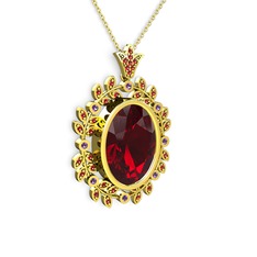 Belka Demet Taç Kolye - Garnet ve ametist 18 ayar altın kolye (40 cm altın rolo zincir) #8jtfy7