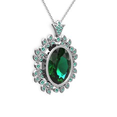 Belka Demet Taç Kolye - Yeşil kuvars 925 ayar gümüş kolye (40 cm gümüş rolo zincir) #8yajwa