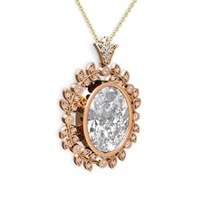 Belka Demet Taç Kolye - Beyaz zirkon 18 ayar rose altın kolye (40 cm altın rolo zincir) #a0gqmc