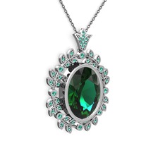 Belka Demet Taç Kolye - Yeşil kuvars 925 ayar gümüş kolye (40 cm gümüş rolo zincir) #fek47d