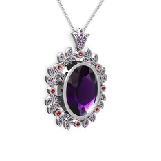 Belka Demet Taç Kolye - Ametist ve garnet 8 ayar beyaz altın kolye (40 cm beyaz altın rolo zincir) #hosiob