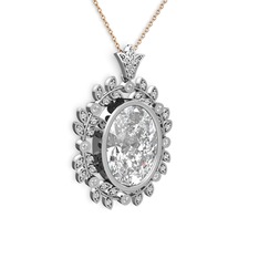 Belka Demet Taç Kolye - Beyaz zirkon 14 ayar beyaz altın kolye (40 cm rose altın rolo zincir) #r2nop1