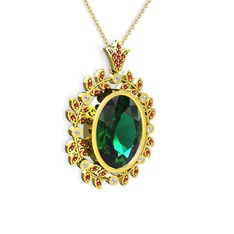 Belka Demet Taç Kolye - Yeşil kuvars, garnet ve beyaz zirkon 18 ayar altın kolye (40 cm altın rolo zincir) #vqz4w9