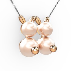 Pembe inci 925 ayar rose altın kaplama gümüş kolye (40 cm gümüş rolo zincir)