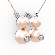 Pembe inci 925 ayar gümüş kolye (40 cm rose altın rolo zincir)