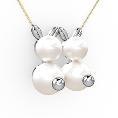 İncili Tavşan Kolye - Inci 925 ayar gümüş kolye (40 cm altın rolo zincir) #pnnhlv