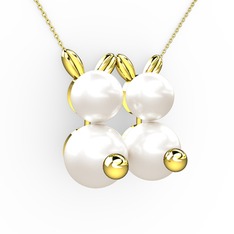 İncili Tavşan Kolye - Inci 18 ayar altın kolye (40 cm altın rolo zincir) #x3zlsw