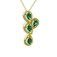 Soltar Damla Kolye - Yeşil kuvars ve peridot 925 ayar altın kaplama gümüş kolye (40 cm gümüş rolo zincir) #1529t3r