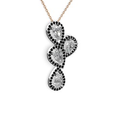 Soltar Damla Kolye - Swarovski ve siyah zirkon 925 ayar gümüş kolye (40 cm gümüş rolo zincir) #jqw3pn
