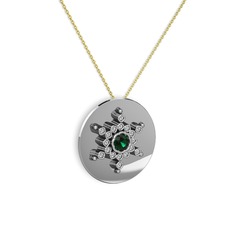 Neu Kar Tanesi Kolye - Yeşil kuvars ve swarovski 14 ayar beyaz altın kolye (40 cm altın rolo zincir) #12hd6gt
