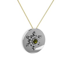 Neu Kar Tanesi Kolye - Peridot ve swarovski 925 ayar gümüş kolye (40 cm altın rolo zincir) #14pod8t