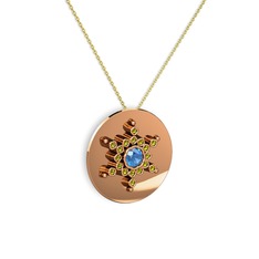 Neu Kar Tanesi Kolye - Akuamarin ve peridot 14 ayar rose altın kolye (40 cm altın rolo zincir) #157jflx