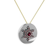 Neu Kar Tanesi Kolye - Rodolit garnet ve garnet 8 ayar beyaz altın kolye (40 cm altın rolo zincir) #18oiv2y