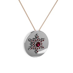 Neu Kar Tanesi Kolye - Rodolit garnet ve garnet 925 ayar gümüş kolye (40 cm rose altın rolo zincir) #1et4vcx